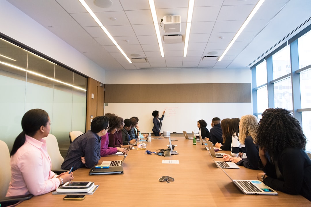 people on conference table